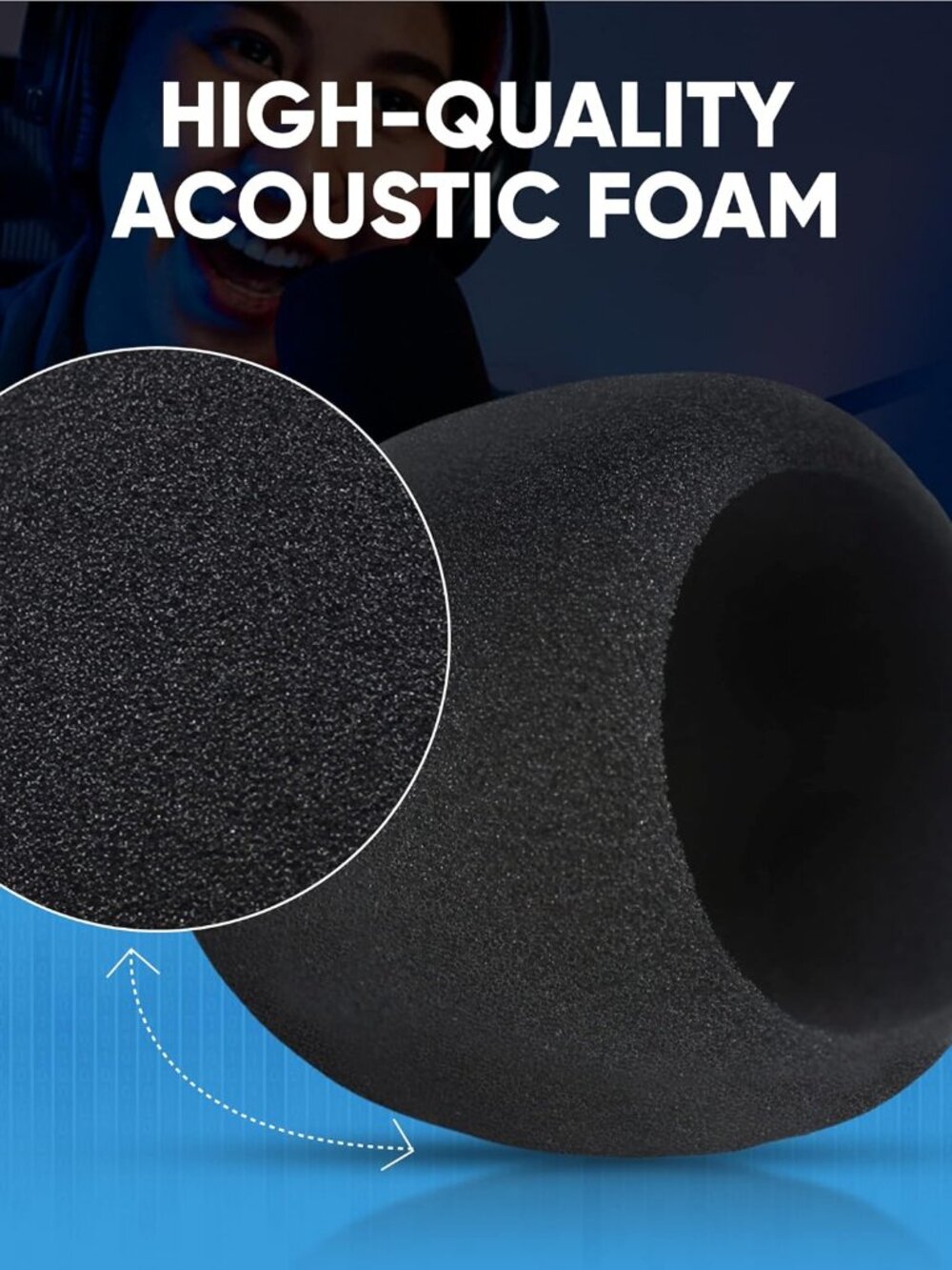 Foam Windscreen for Blue Yeti Microphone - Pop Filter Cover made from Quality Sp - Picture 3 of 7